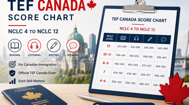 TEF Canada score chart and NCLC levels